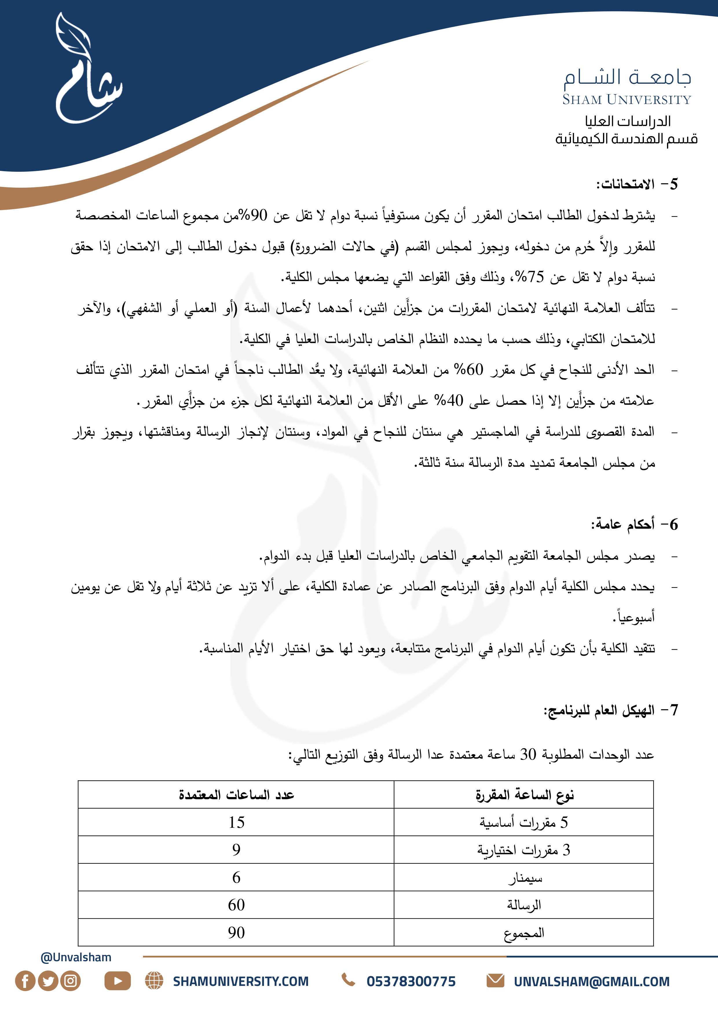 2- الدراسات العليا - قسم الهندسة الكيميائية - هندسة العمليات وحماية البيئة